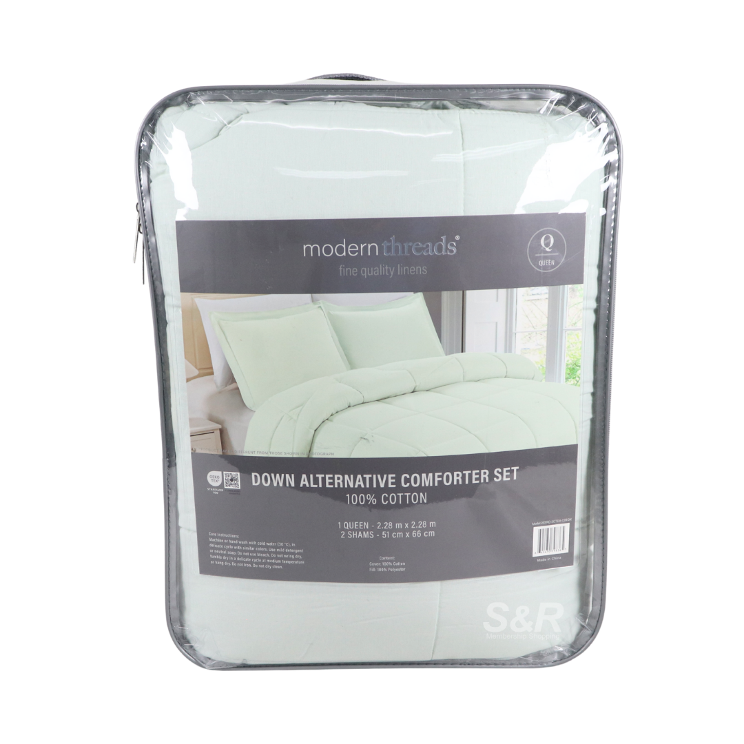 Modern Threads 100% Cotton 3-piece Green Comforter Set Queen Size